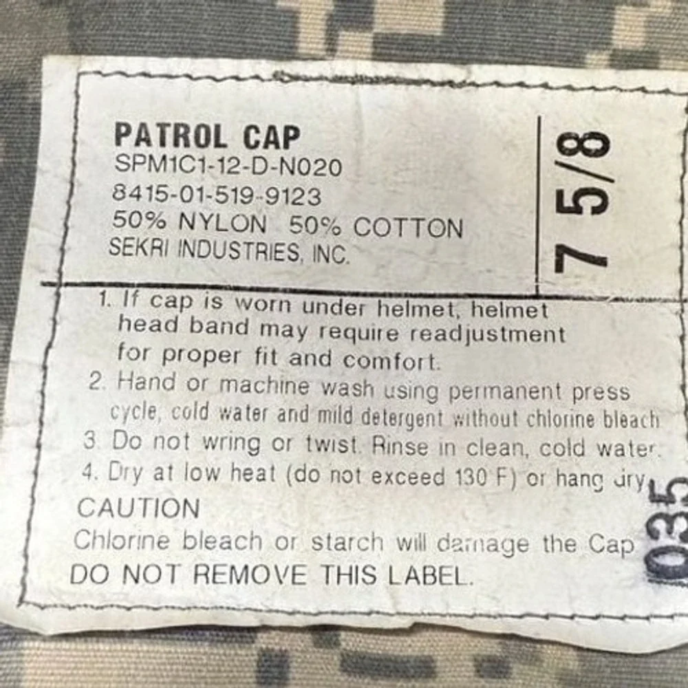 US Army ACU Digital Camo Patrol Cap Hat Size 7 5/8 military‎ tactical
